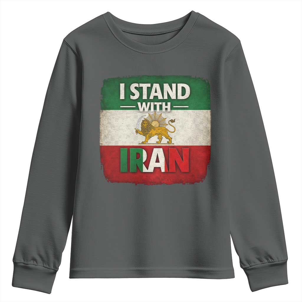 I Stand With Iran Youth Sweatshirt Free Iran Support Persian Lion Flag