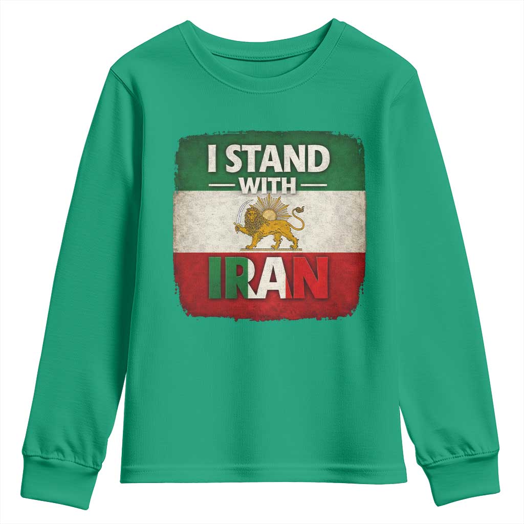 I Stand With Iran Youth Sweatshirt Free Iran Support Persian Lion Flag