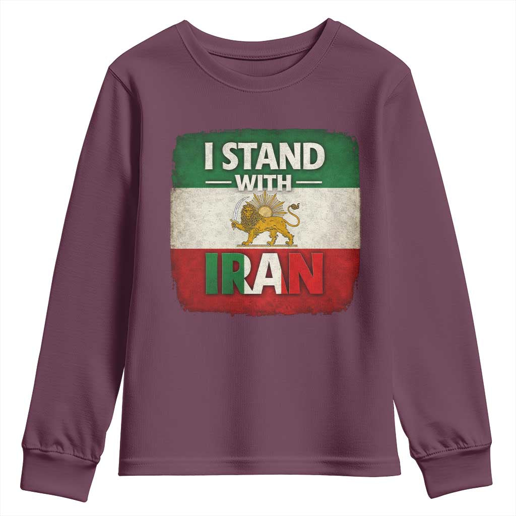 I Stand With Iran Youth Sweatshirt Free Iran Support Persian Lion Flag