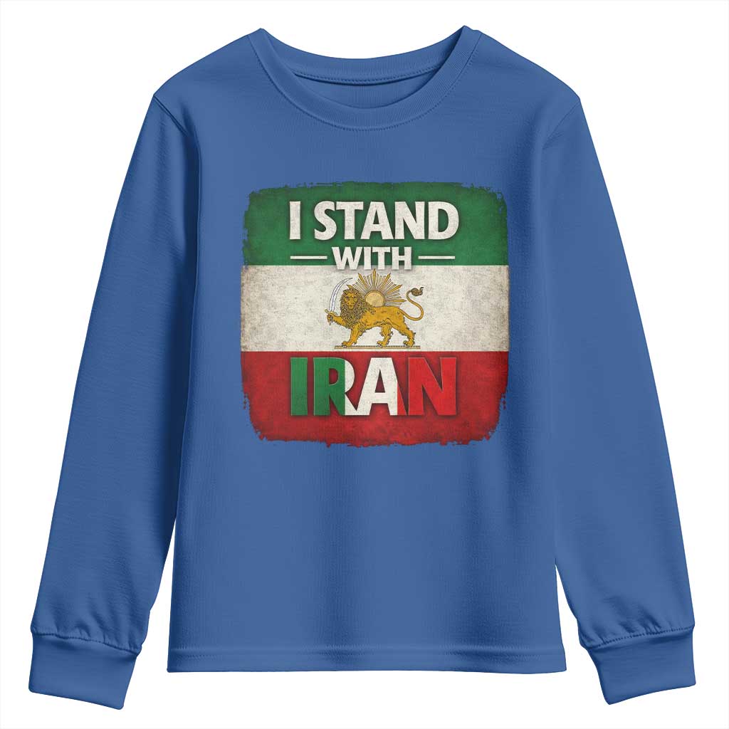 I Stand With Iran Youth Sweatshirt Free Iran Support Persian Lion Flag