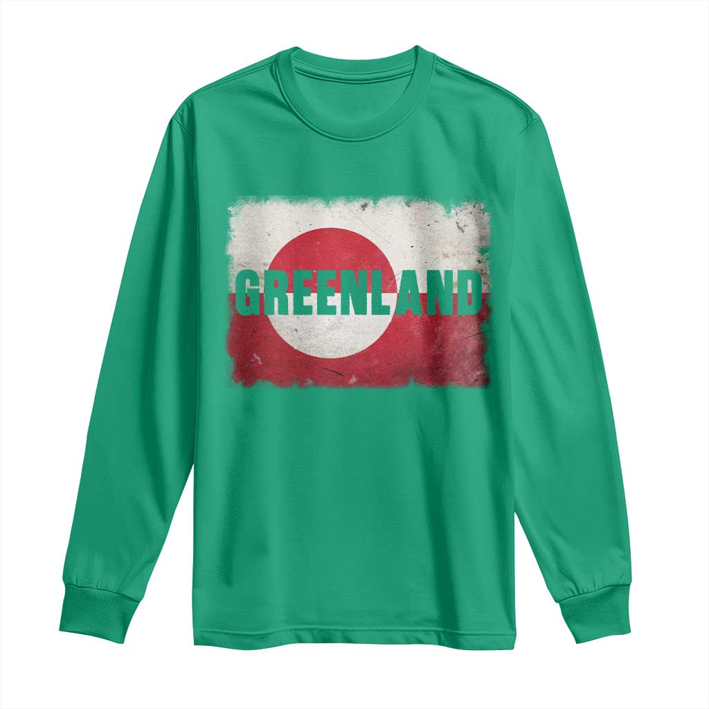 Greenland Pride Patriotic Greenlander Heritage Vintage Flag Long Sleeve Shirt