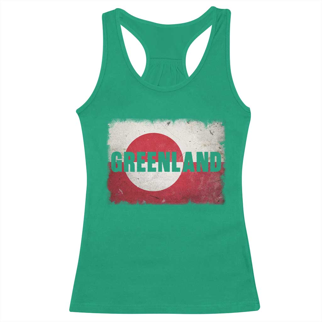 Greenland Pride Patriotic Greenlander Heritage Vintage Flag Racerback Tank Top