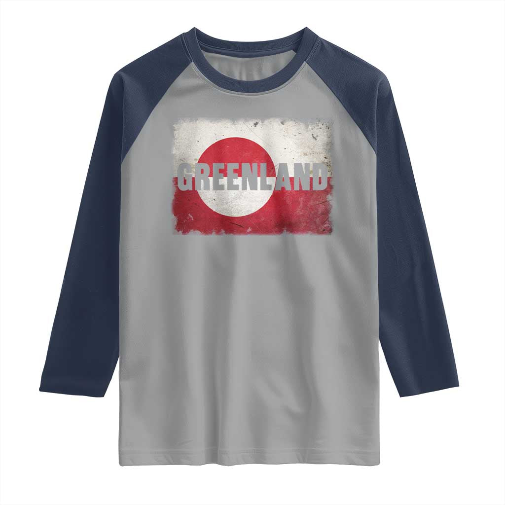 Greenland Pride Patriotic Greenlander Heritage Vintage Flag Raglan Shirt