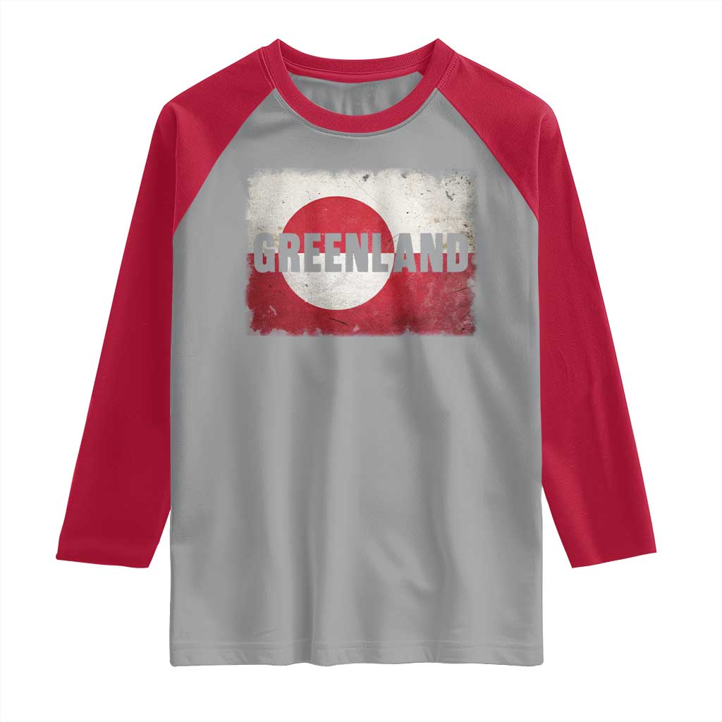 Greenland Pride Patriotic Greenlander Heritage Vintage Flag Raglan Shirt