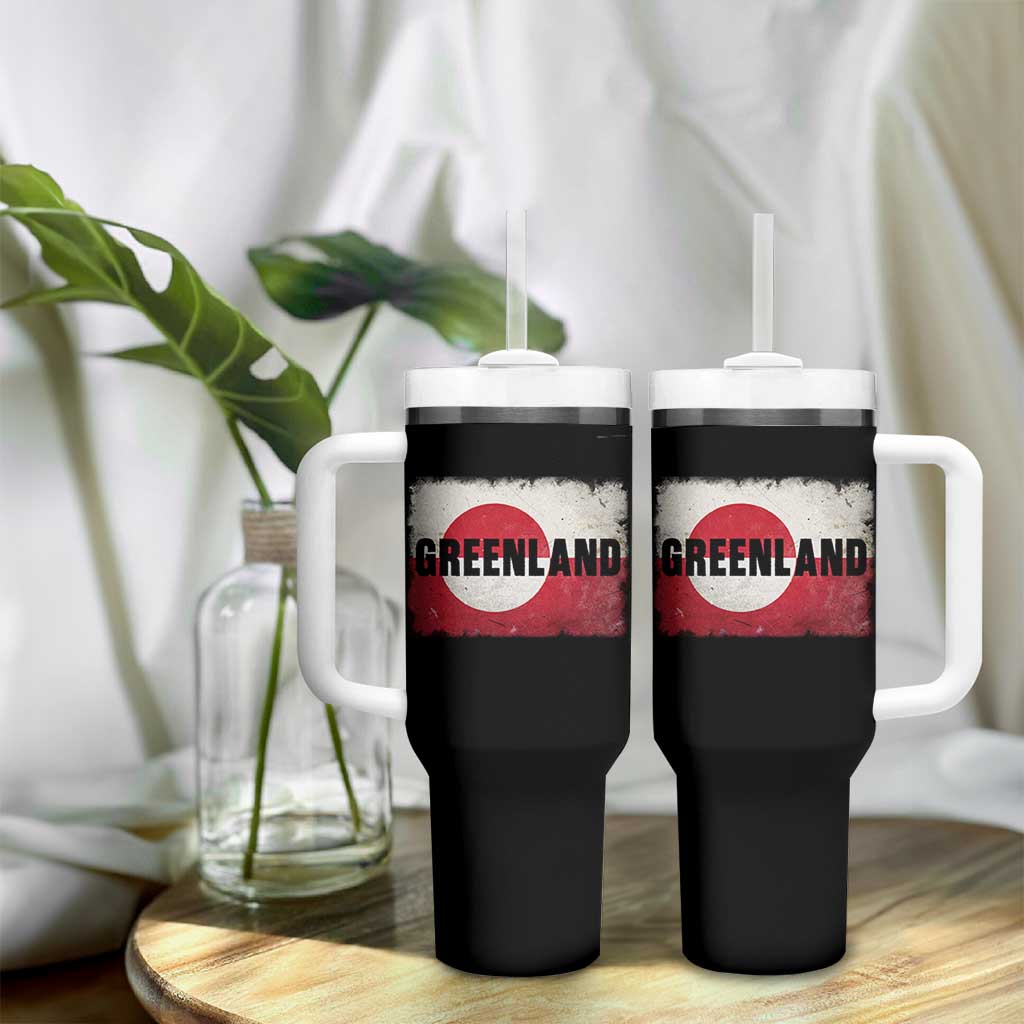Greenland Pride Patriotic Greenlander Heritage Vintage Flag Tumbler With Handle