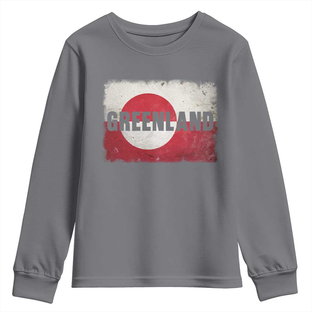 Greenland Pride Patriotic Greenlander Heritage Vintage Flag Youth Sweatshirt