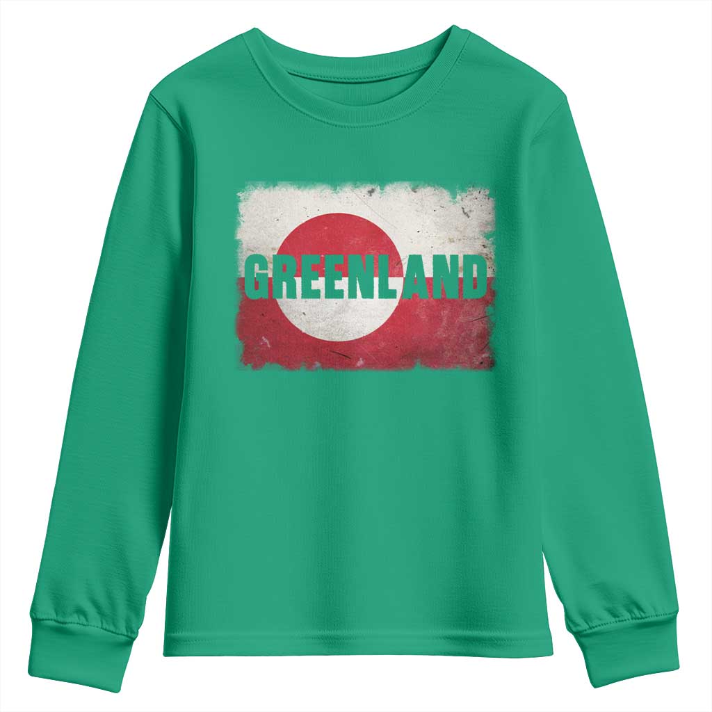 Greenland Pride Patriotic Greenlander Heritage Vintage Flag Youth Sweatshirt