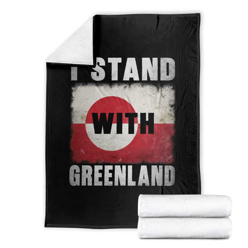 I Stand With Greenland Throw Blanket Support Greenlanders Vintage Greenland Flag