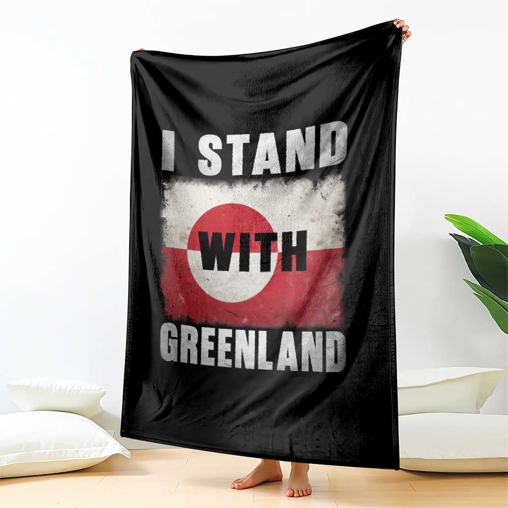 I Stand With Greenland Throw Blanket Support Greenlanders Vintage Greenland Flag