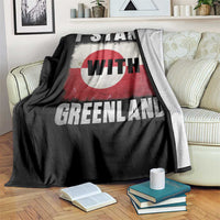 I Stand With Greenland Throw Blanket Support Greenlanders Vintage Greenland Flag