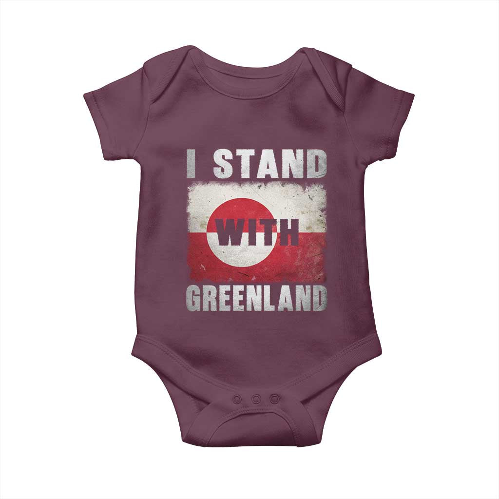 I Stand With Greenland Baby Onesie Support Greenlanders Vintage Greenland Flag