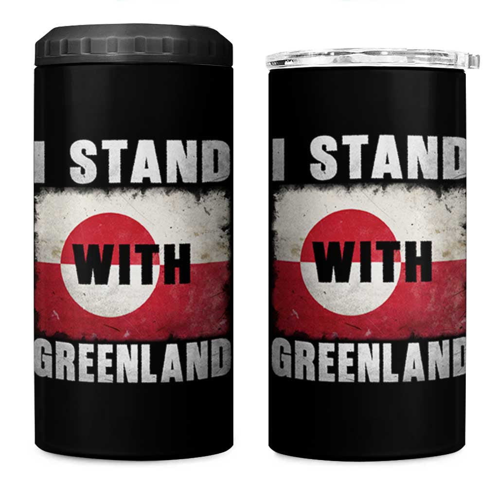 I Stand With Greenland 4 in 1 Can Cooler Tumbler Support Greenlanders Vintage Greenland Flag