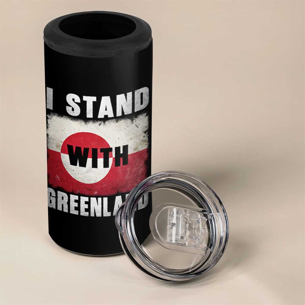 I Stand With Greenland 4 in 1 Can Cooler Tumbler Support Greenlanders Vintage Greenland Flag