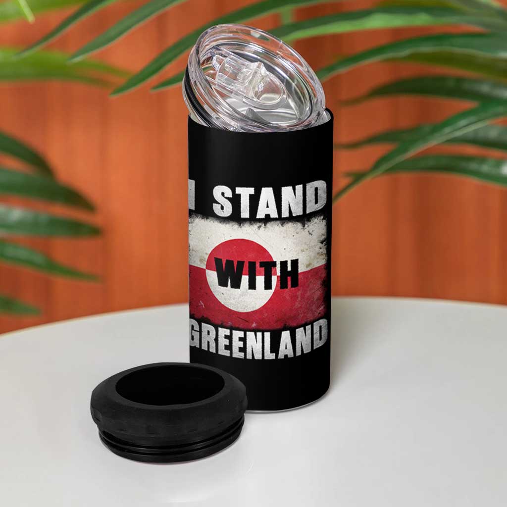 I Stand With Greenland 4 in 1 Can Cooler Tumbler Support Greenlanders Vintage Greenland Flag