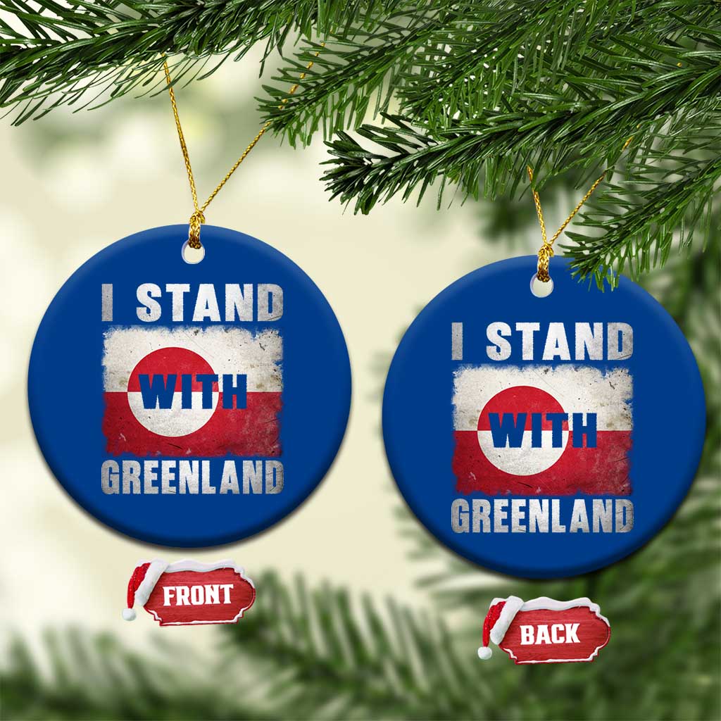 I Stand With Greenland Ceramic Ornament Support Greenlanders Vintage Greenland Flag