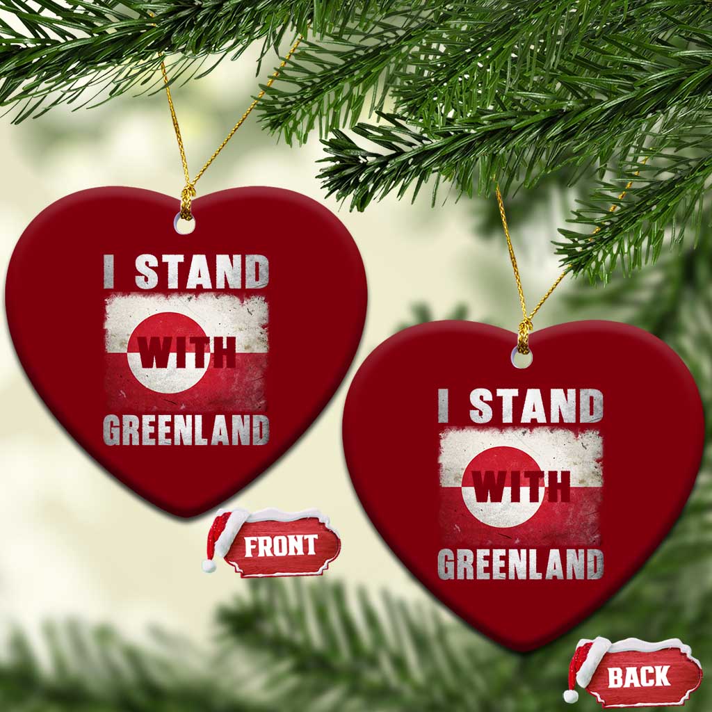 I Stand With Greenland Ceramic Ornament Support Greenlanders Vintage Greenland Flag