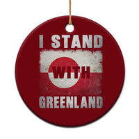 I Stand With Greenland Ceramic Ornament Support Greenlanders Vintage Greenland Flag