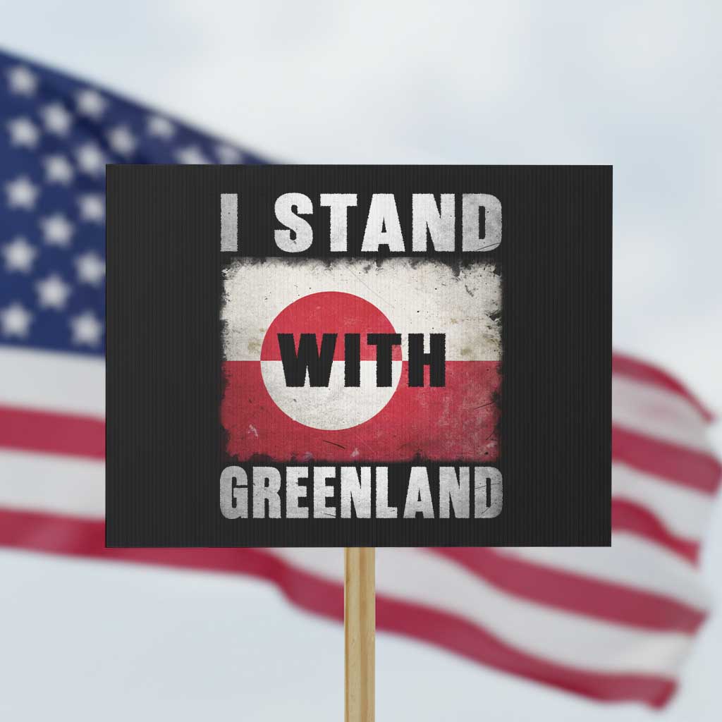 I Stand With Greenland Protest Sign Support Greenlanders Vintage Greenland Flag