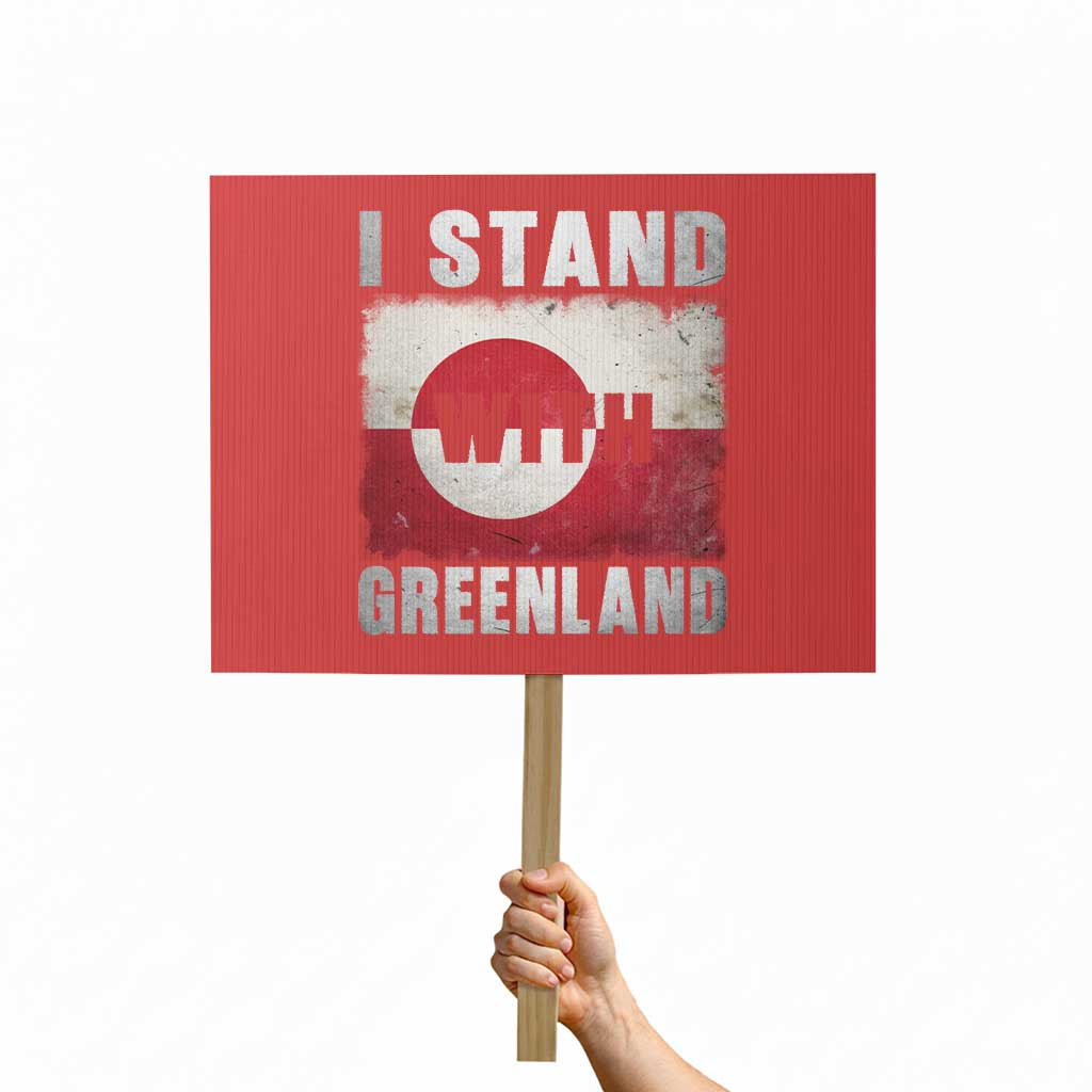 I Stand With Greenland Protest Sign Support Greenlanders Vintage Greenland Flag