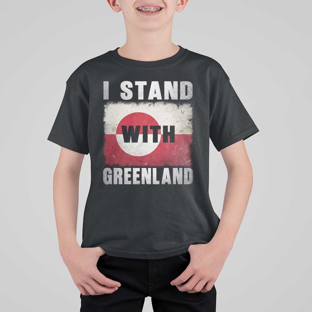 I Stand With Greenland T Shirt For Kid Support Greenlanders Vintage Greenland Flag
