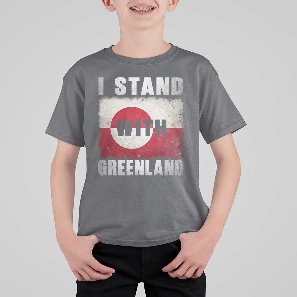 I Stand With Greenland T Shirt For Kid Support Greenlanders Vintage Greenland Flag
