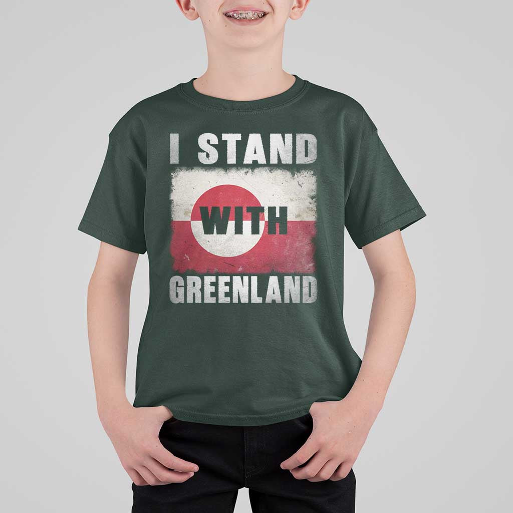 I Stand With Greenland T Shirt For Kid Support Greenlanders Vintage Greenland Flag