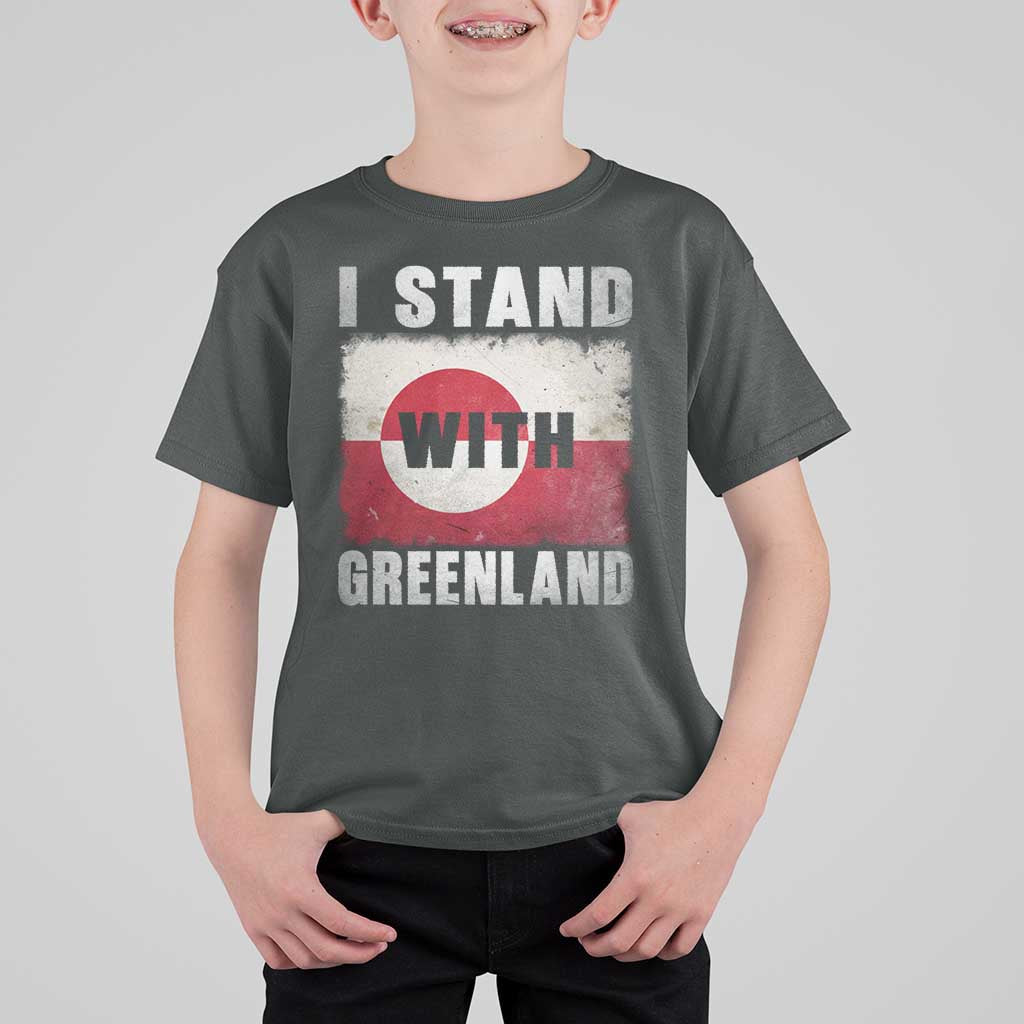 I Stand With Greenland T Shirt For Kid Support Greenlanders Vintage Greenland Flag