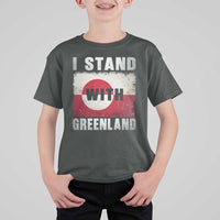 I Stand With Greenland T Shirt For Kid Support Greenlanders Vintage Greenland Flag