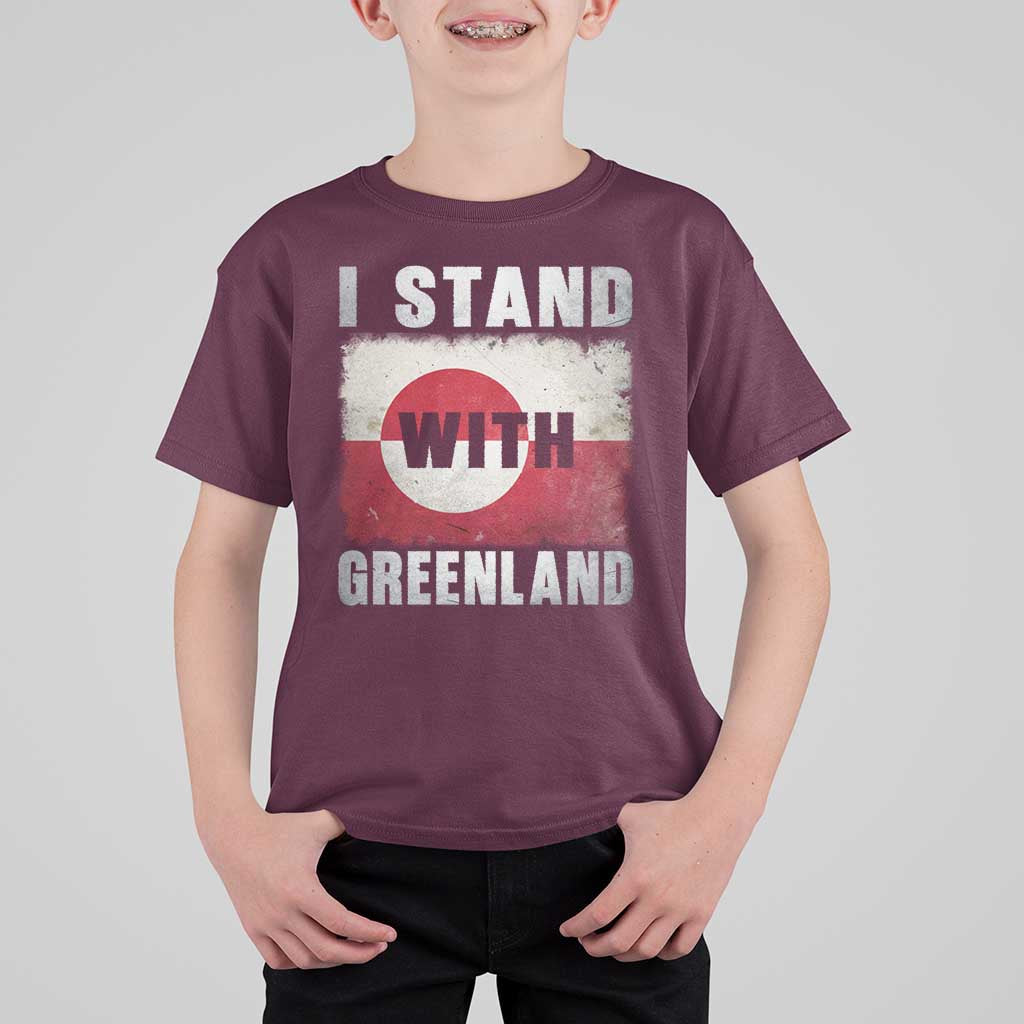 I Stand With Greenland T Shirt For Kid Support Greenlanders Vintage Greenland Flag