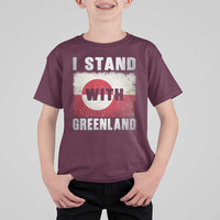 I Stand With Greenland T Shirt For Kid Support Greenlanders Vintage Greenland Flag