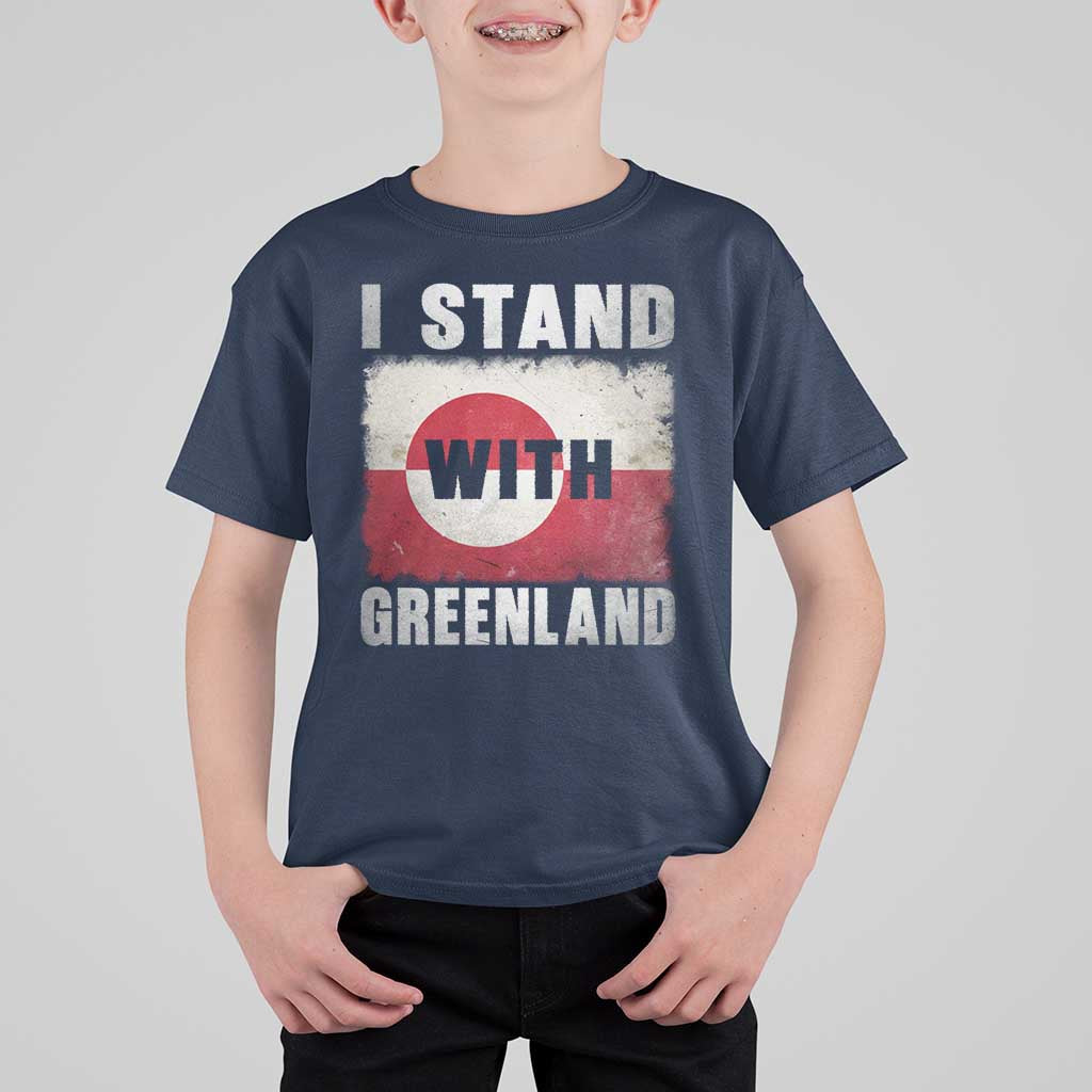 I Stand With Greenland T Shirt For Kid Support Greenlanders Vintage Greenland Flag