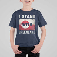 I Stand With Greenland T Shirt For Kid Support Greenlanders Vintage Greenland Flag