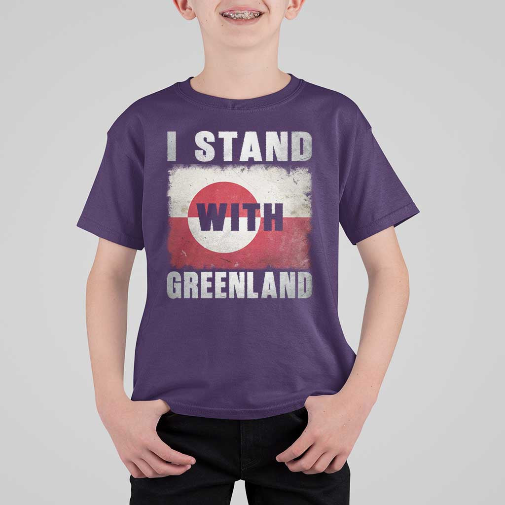 I Stand With Greenland T Shirt For Kid Support Greenlanders Vintage Greenland Flag
