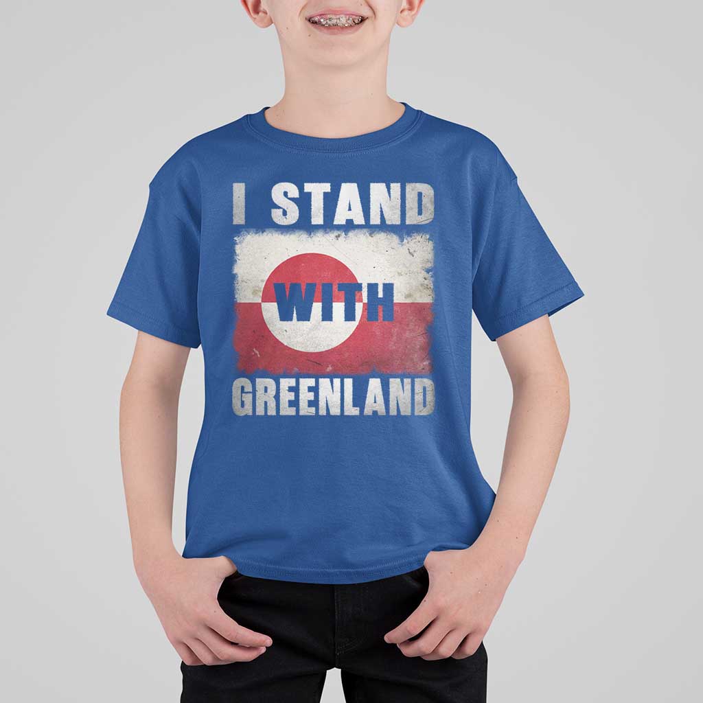 I Stand With Greenland T Shirt For Kid Support Greenlanders Vintage Greenland Flag