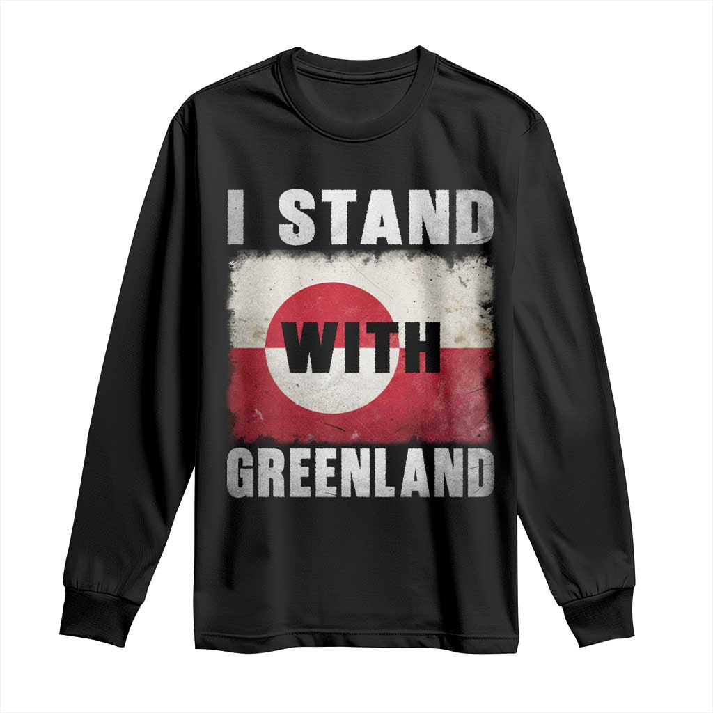 I Stand With Greenland Long Sleeve Shirt Support Greenlanders Vintage Greenland Flag