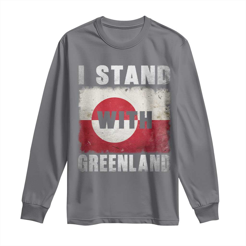 I Stand With Greenland Long Sleeve Shirt Support Greenlanders Vintage Greenland Flag