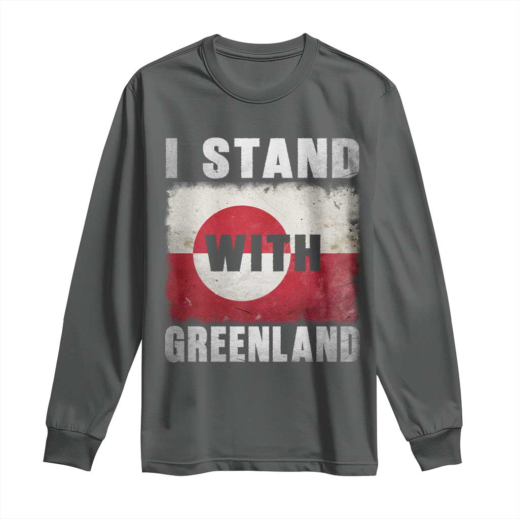 I Stand With Greenland Long Sleeve Shirt Support Greenlanders Vintage Greenland Flag