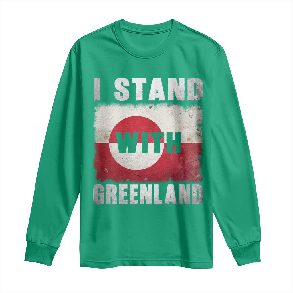 I Stand With Greenland Long Sleeve Shirt Support Greenlanders Vintage Greenland Flag