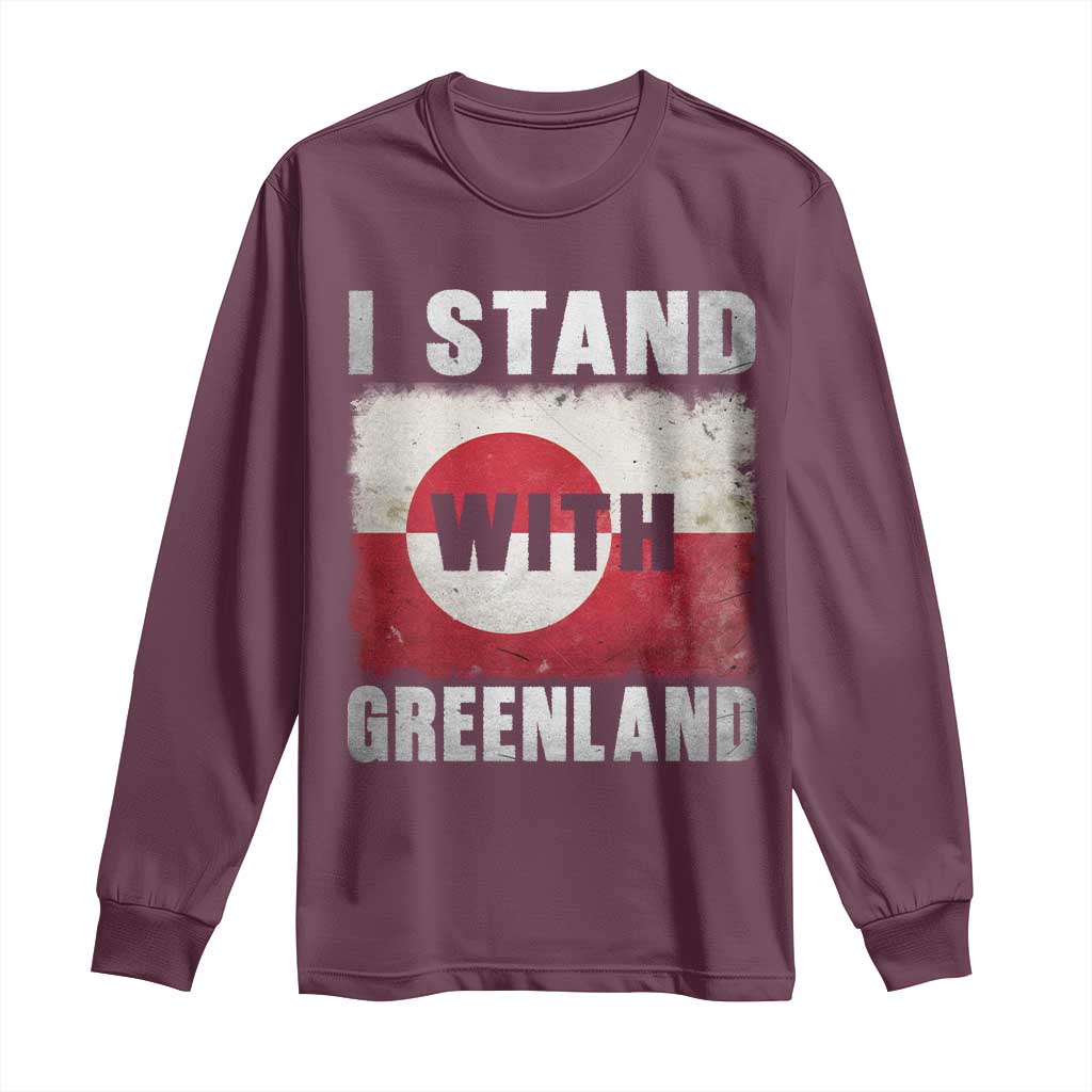 I Stand With Greenland Long Sleeve Shirt Support Greenlanders Vintage Greenland Flag