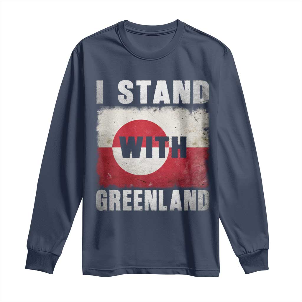 I Stand With Greenland Long Sleeve Shirt Support Greenlanders Vintage Greenland Flag