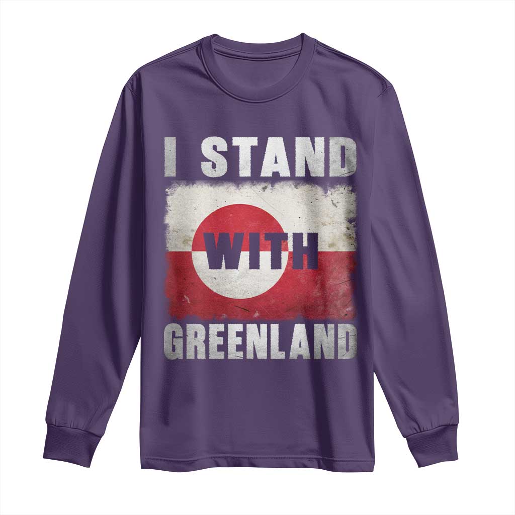 I Stand With Greenland Long Sleeve Shirt Support Greenlanders Vintage Greenland Flag