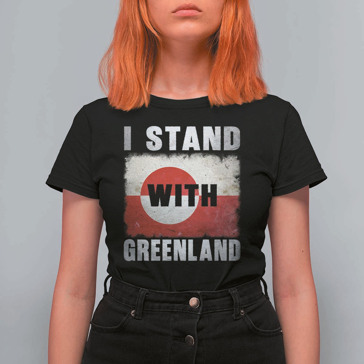 I Stand With Greenland T Shirt For Women Support Greenlanders Vintage Greenland Flag