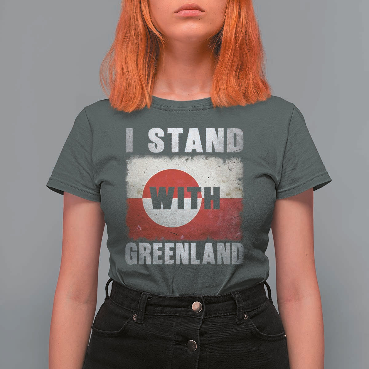 I Stand With Greenland T Shirt For Women Support Greenlanders Vintage Greenland Flag