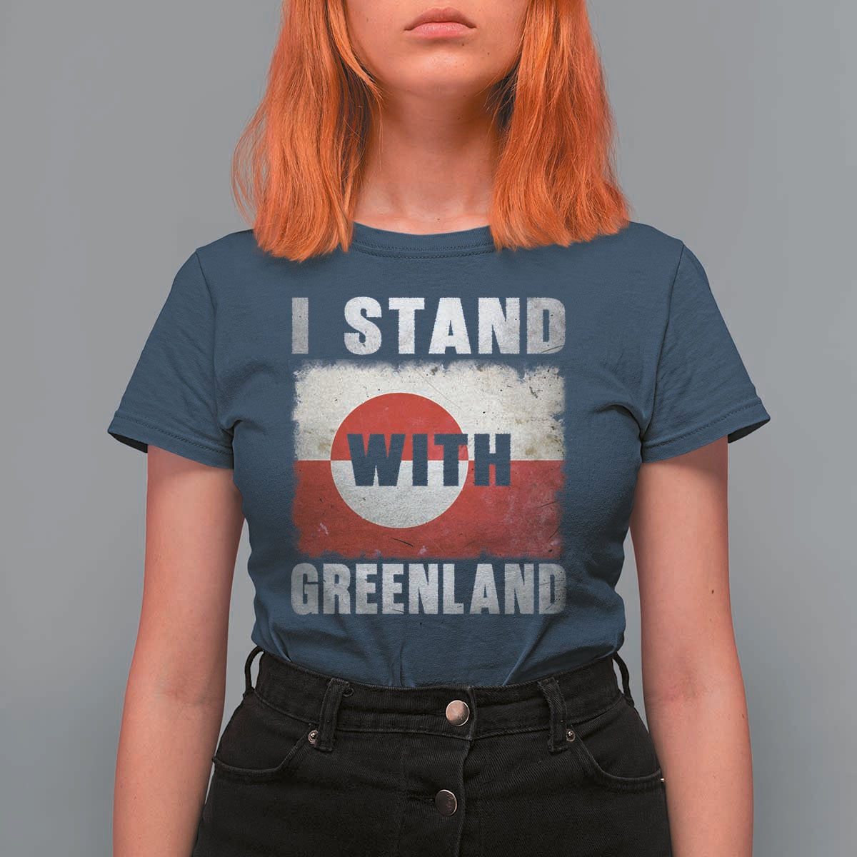 I Stand With Greenland T Shirt For Women Support Greenlanders Vintage Greenland Flag