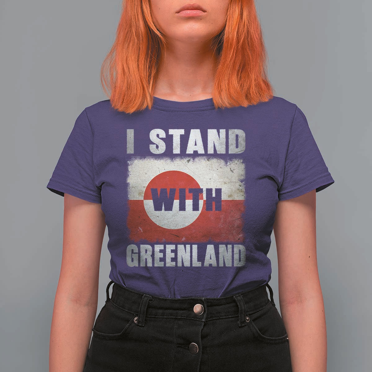 I Stand With Greenland T Shirt For Women Support Greenlanders Vintage Greenland Flag