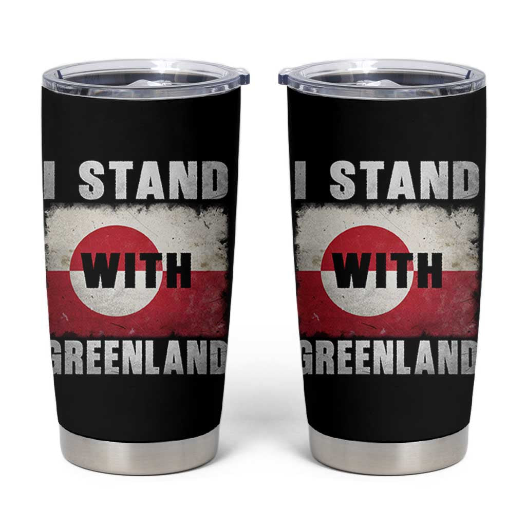 I Stand With Greenland Tumbler Cup Support Greenlanders Vintage Greenland Flag