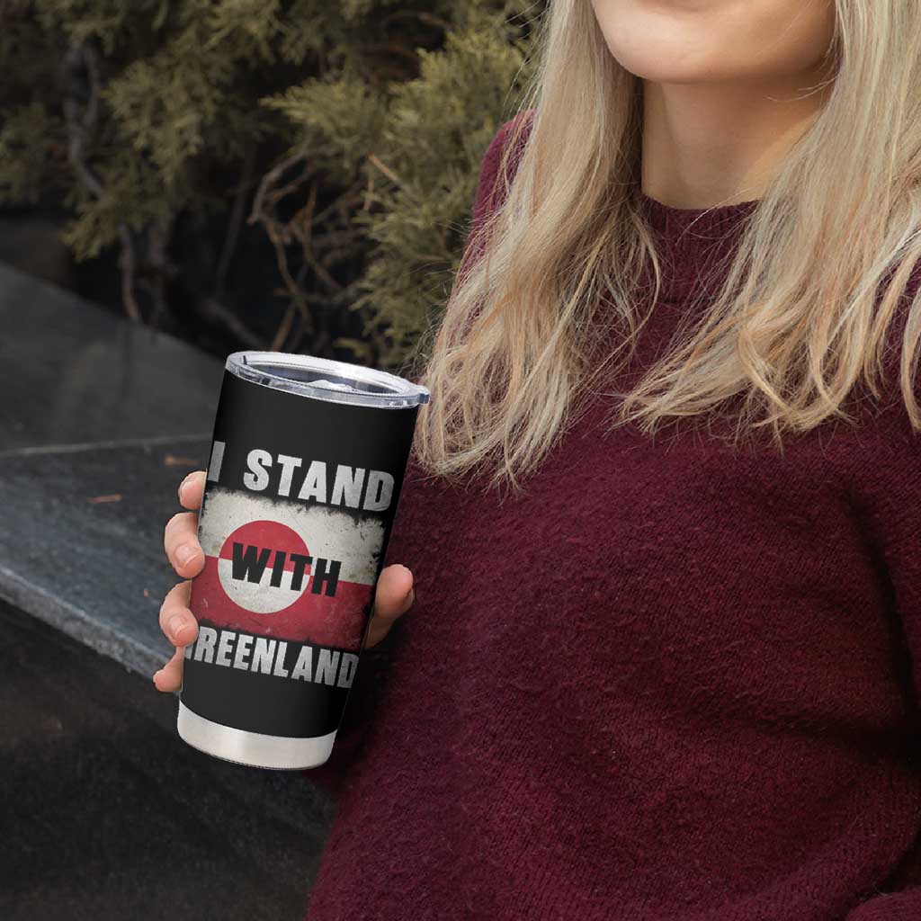 I Stand With Greenland Tumbler Cup Support Greenlanders Vintage Greenland Flag