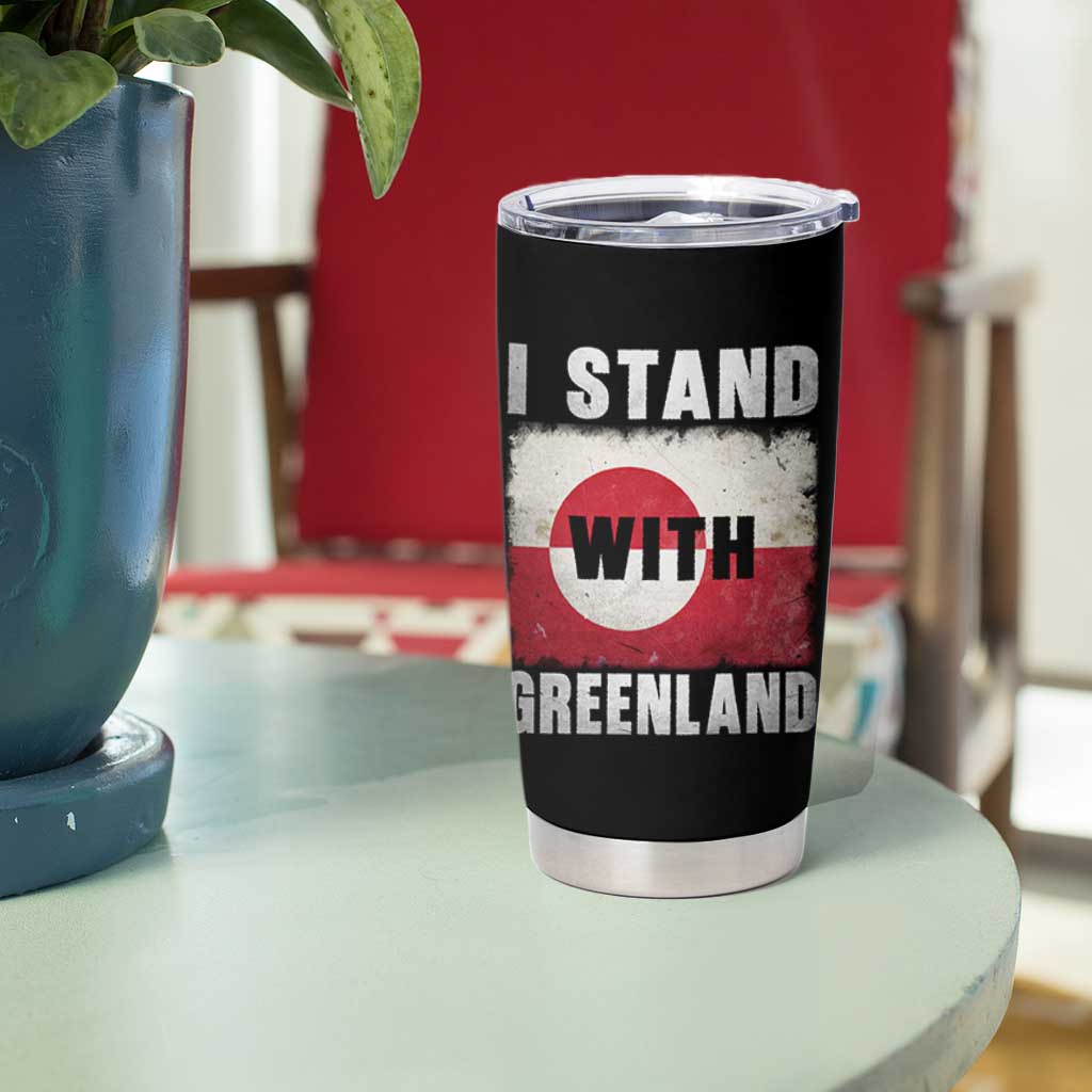 I Stand With Greenland Tumbler Cup Support Greenlanders Vintage Greenland Flag