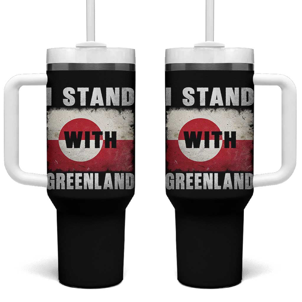 I Stand With Greenland Tumbler With Handle Support Greenlanders Vintage Greenland Flag