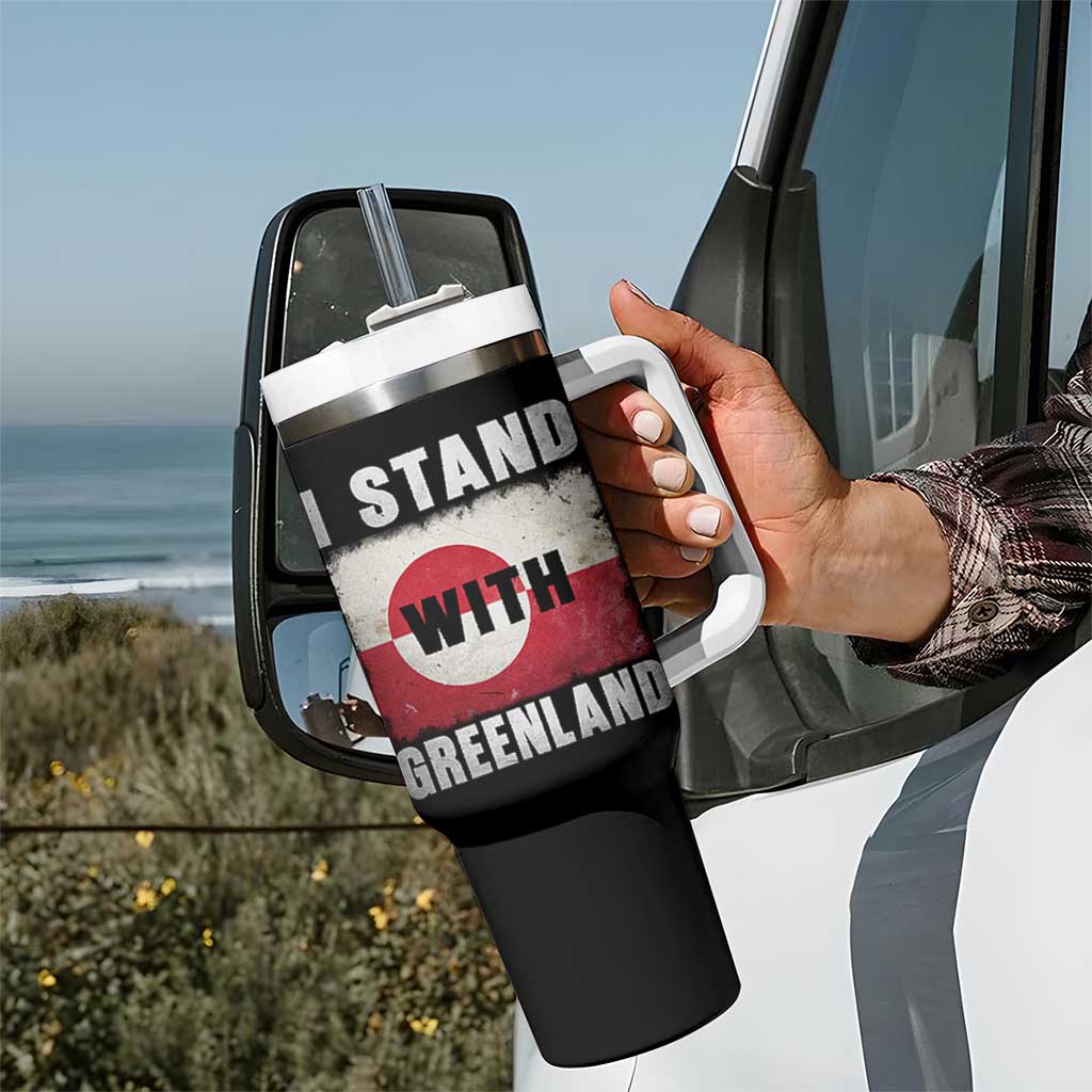I Stand With Greenland Tumbler With Handle Support Greenlanders Vintage Greenland Flag